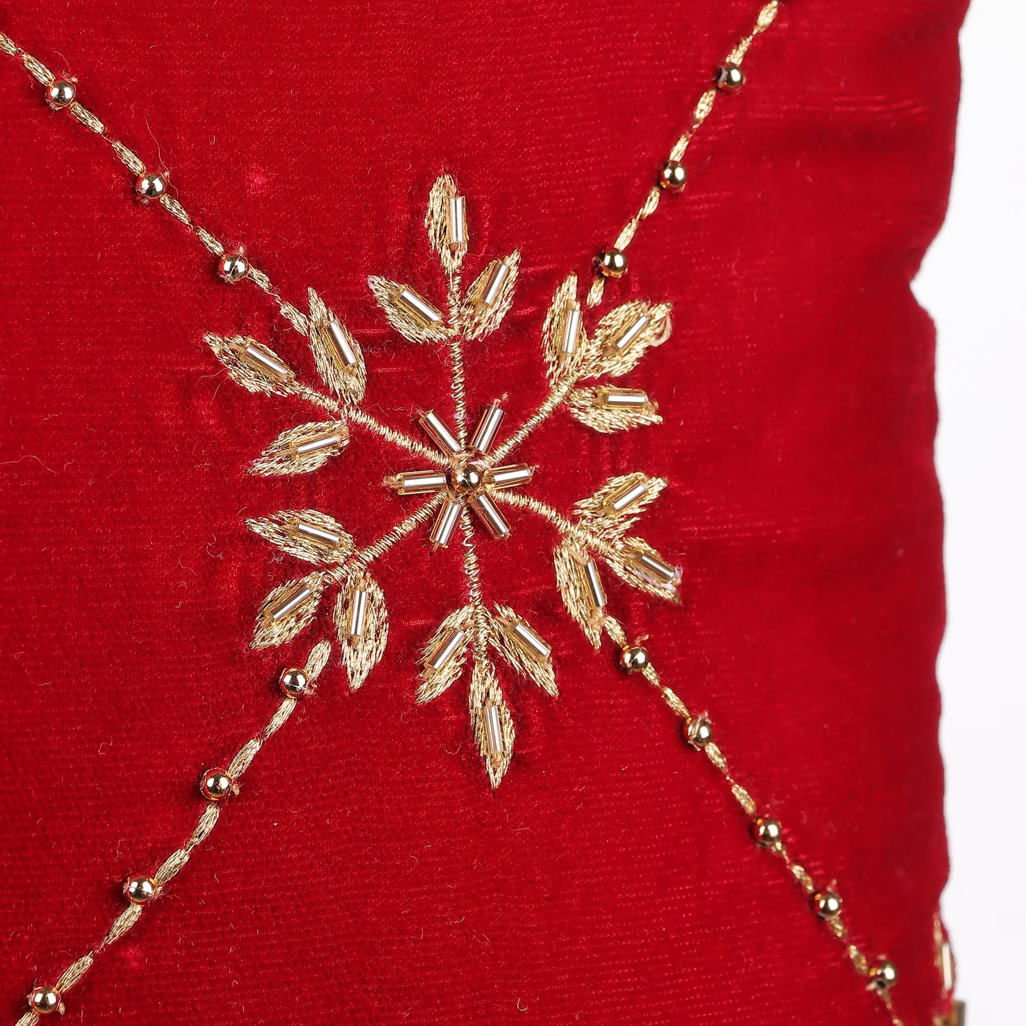 20" x 14" Burgundy Embroidered Snowflakes Throw Pillow by Ashland®